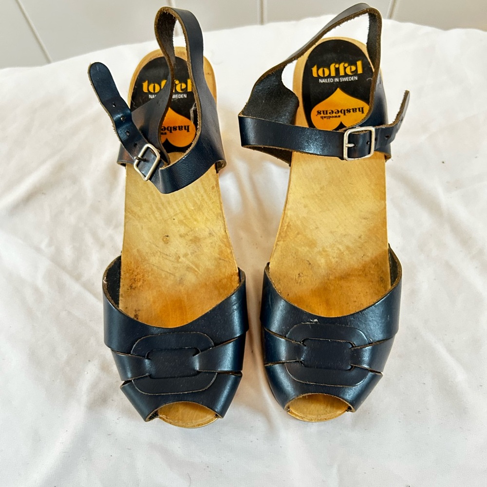 Swedish Hasbeens Navy 4” Heels